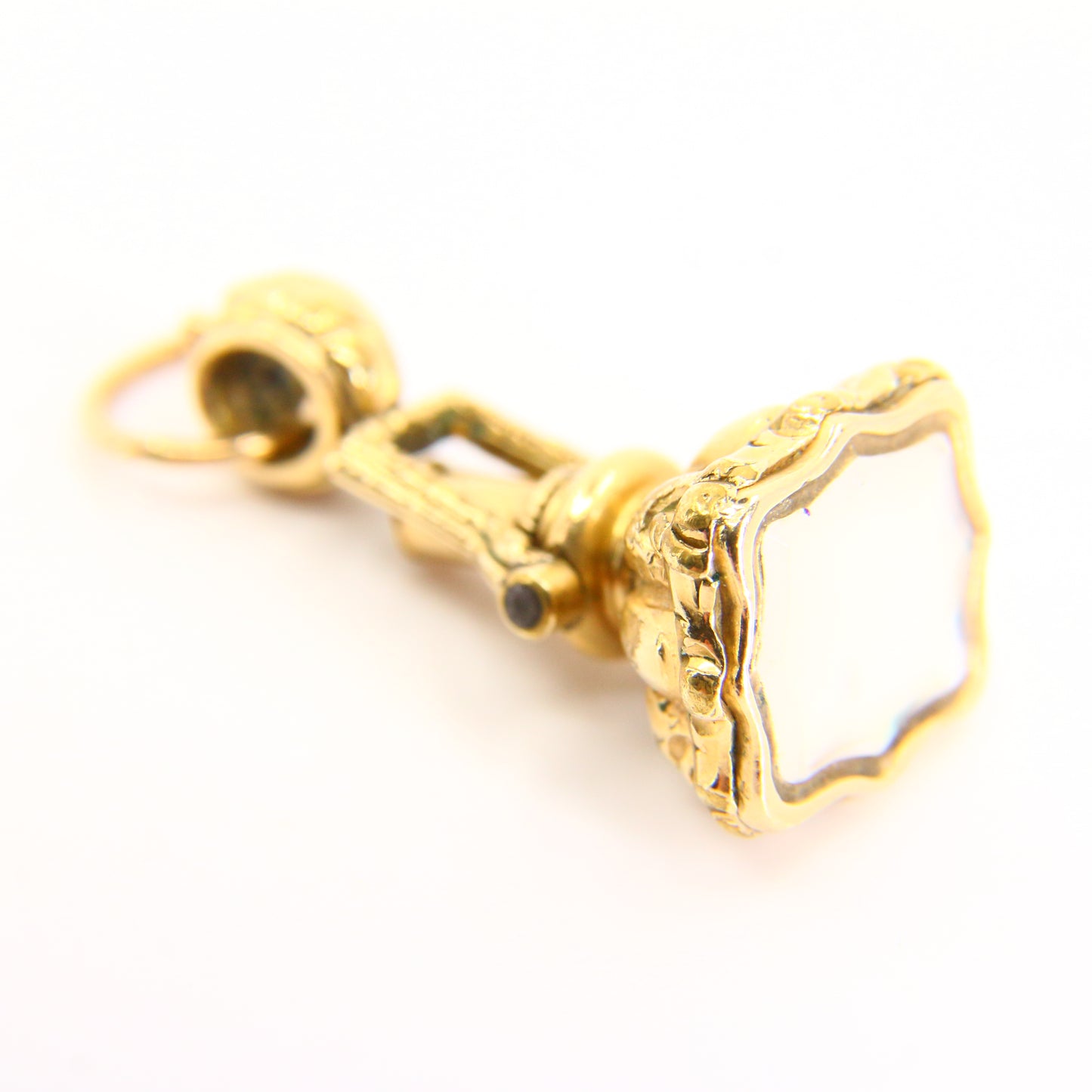 Antique 9ct Chalcedony Seal Gold Watch Key & Fob Decorative Seal Pendant 9 Carat Yellow Gold Gift