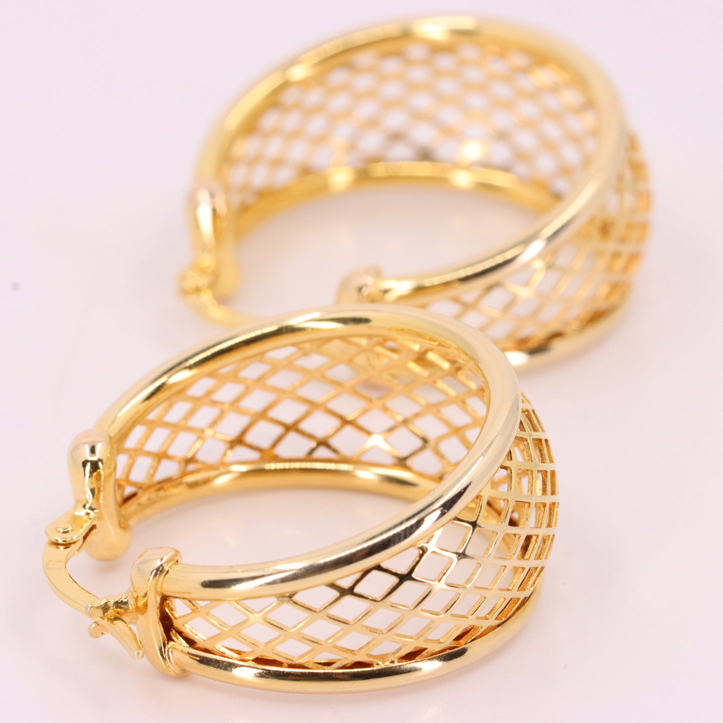 Vintage 9ct Hallmarked Gold UnoAErre Italian Open Design Hoop Earrings Boxed Gift