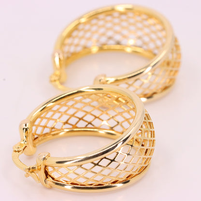 Vintage 9ct Hallmarked Gold UnoAErre Italian Open Design Hoop Earrings Boxed Gift