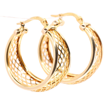 Vintage 9ct Hallmarked Gold UnoAErre Italian Open Design Hoop Earrings Boxed Gift