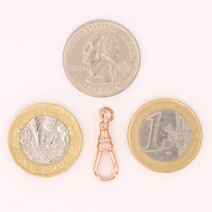 Antique 9ct Hallmarked Rose Gold Swivel Albert Dog Clip Clasp Charm Holder