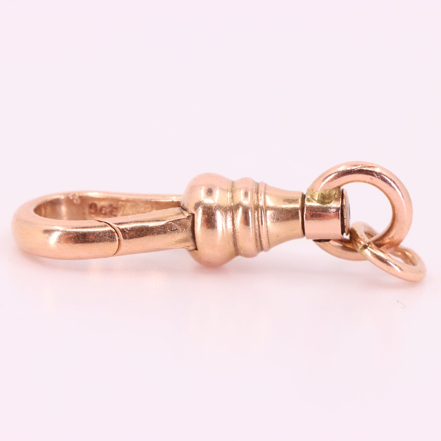 Antique 9ct Hallmarked Rose Gold Swivel Albert Dog Clip Clasp Charm Holder