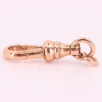 Antique 9ct Hallmarked Rose Gold Swivel Albert Dog Clip Clasp Charm Holder