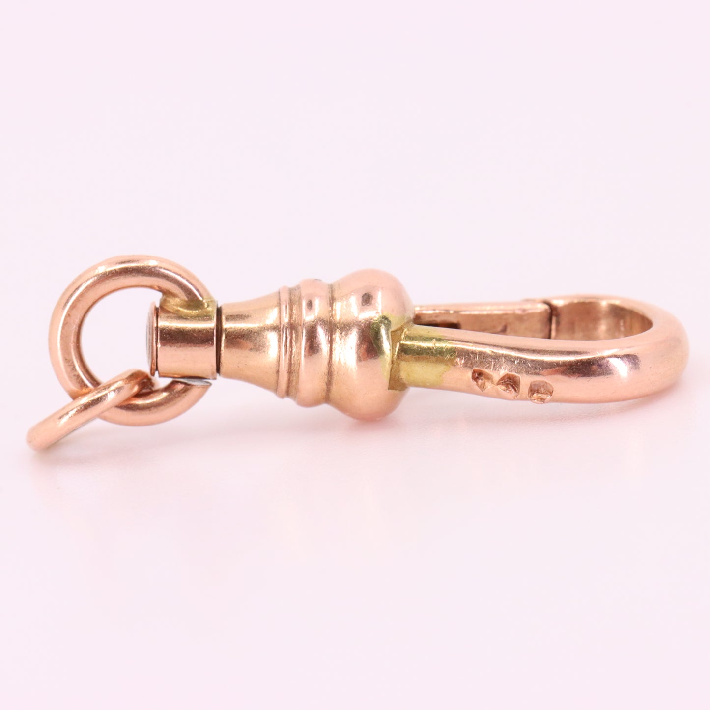 Antique 9ct Hallmarked Rose Gold Swivel Albert Dog Clip Clasp Charm Holder