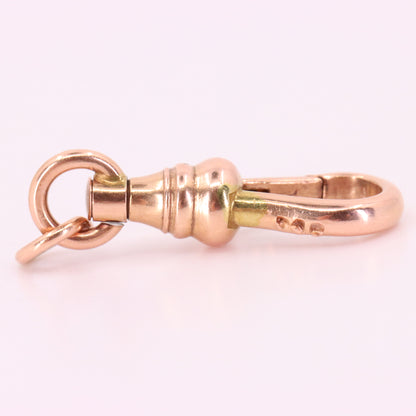 Antique 9ct Hallmarked Rose Gold Swivel Albert Dog Clip Clasp Charm Holder