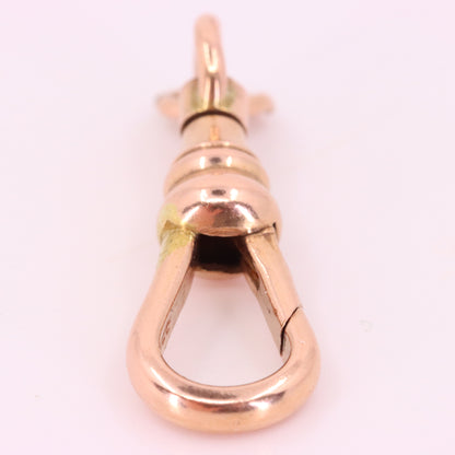 Antique 9ct Hallmarked Rose Gold Swivel Albert Dog Clip Clasp Charm Holder