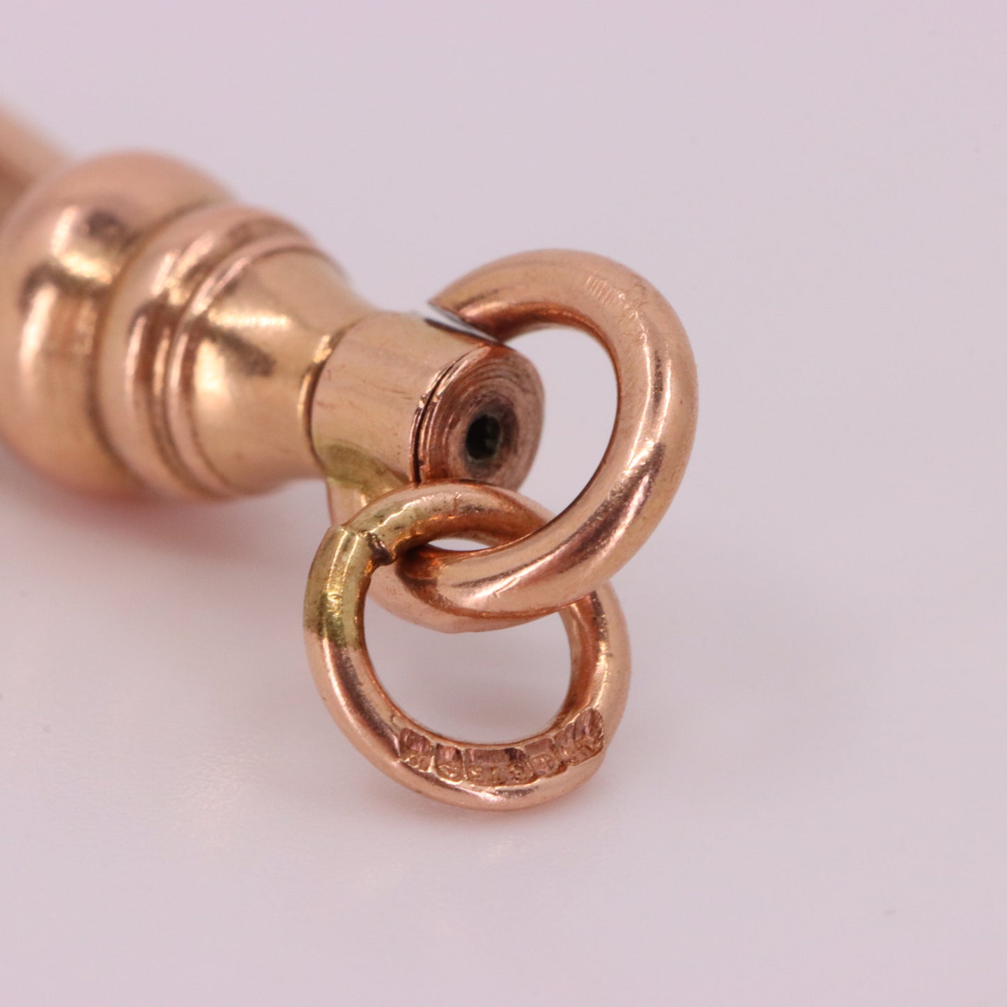 Antique 9ct Hallmarked Rose Gold Swivel Albert Dog Clip Clasp Charm Holder