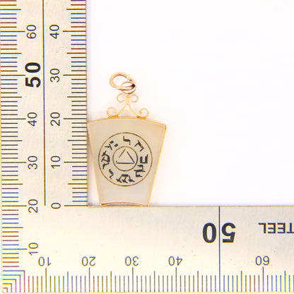 Antique 9ct Gold Masonic Fob Chalcedony Agate Keystone HTWSSTKS Freemason Loyalty Charm Pendant Yellow Gold