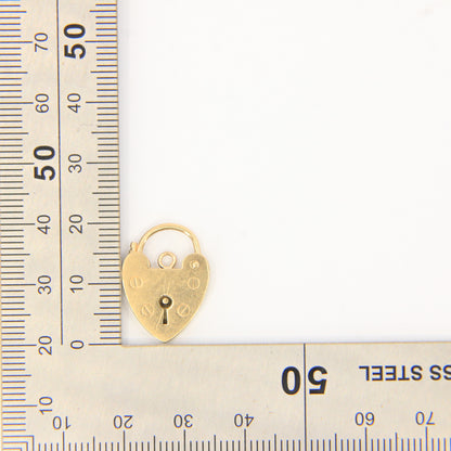 Vintage 9ct Heart Lock Gold Charm Padlock Closer Pendant Hallmarked Gifts Crafts