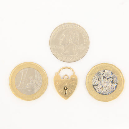 Vintage 9ct Heart Lock Gold Charm Padlock Closer Pendant Hallmarked Gifts Crafts