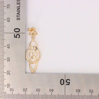 Vintage 9ct Hallmarked Yellow Gold Celtic Knot Drop Dangle Earrings Boxed Gift