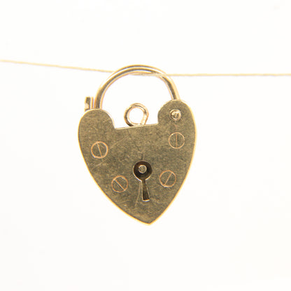 Vintage 9ct Heart Lock Gold Charm Padlock Closer Pendant Hallmarked Gifts Crafts