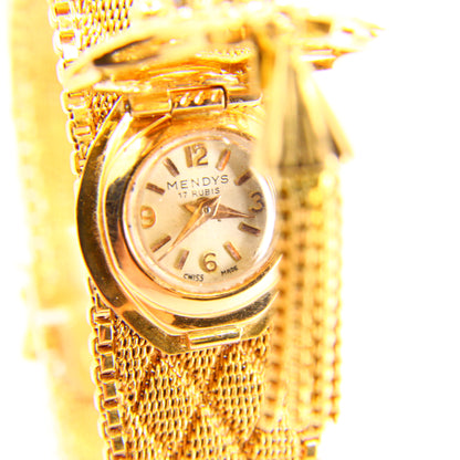 Vintage 18ct Gold Ladies Cocktail Watch Tassel Latch Concealed Dial Mendys Swiss Made 17 Rubis Boxed