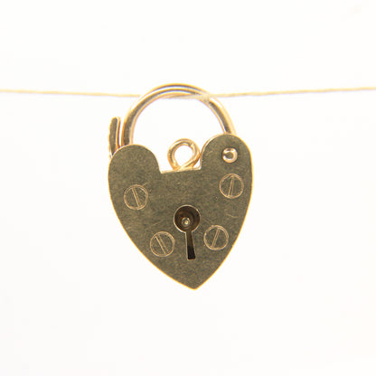 Vintage 9ct Heart Lock Gold Charm Padlock Closer Pendant Hallmarked Gifts Crafts