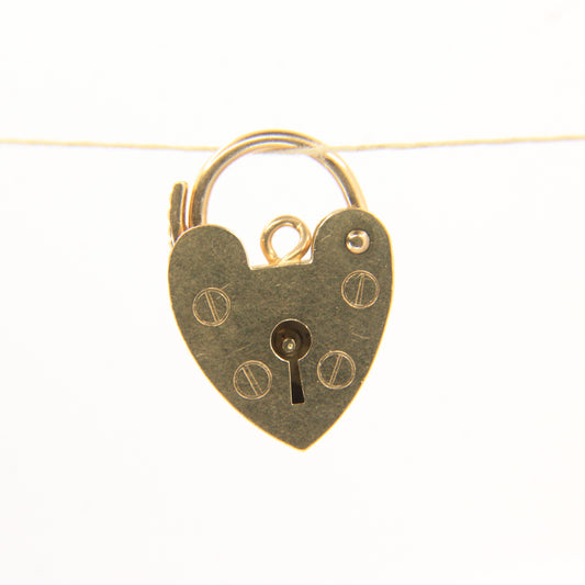 Vintage 9ct Heart Lock Gold Charm Padlock Closer Pendant Hallmarked Gifts Crafts
