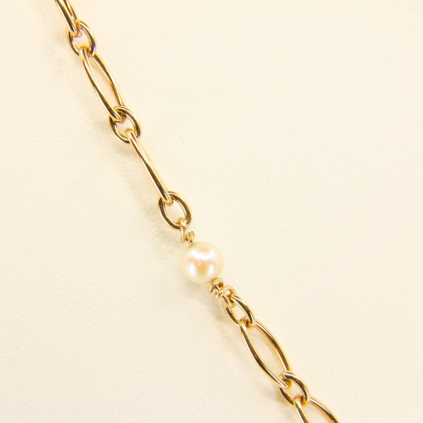 Vintage 9ct Pearl Necklace Yellow Gold Figaro Pearl Chain Necklace Hallmarked