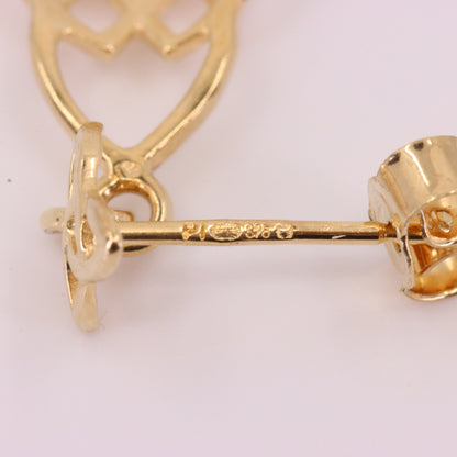 Vintage 9ct Hallmarked Yellow Gold Celtic Knot Drop Dangle Earrings Boxed Gift