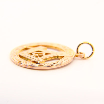 Antique 9ct Masonic Pendant Hallmarked 1912 Chester Yellow Gold Mason Fob Freemason Charm