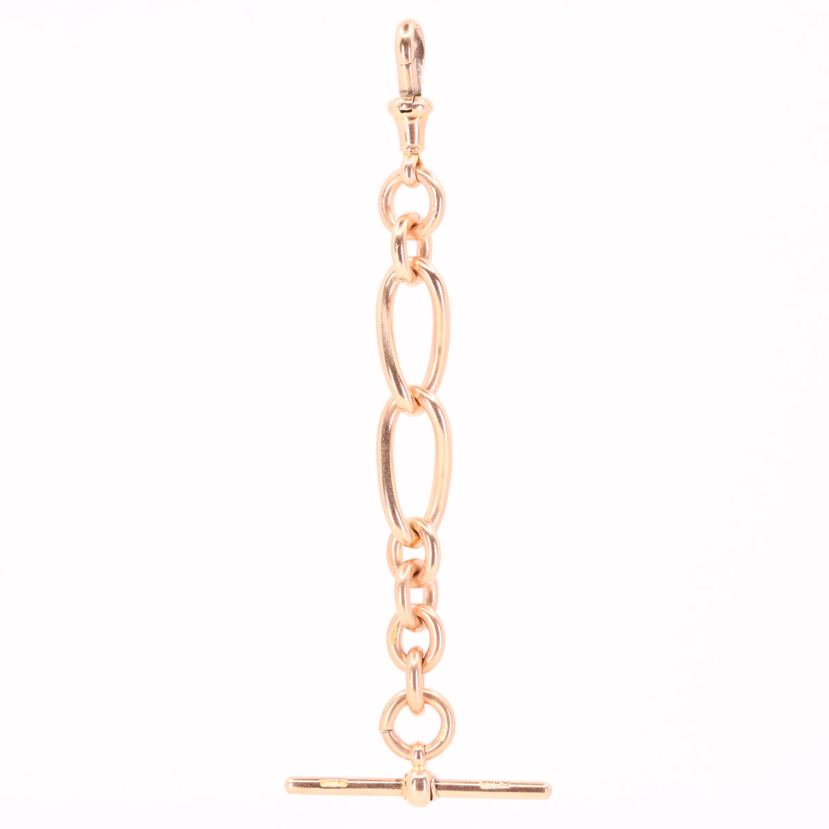 Antique 9ct Hallmarked Rose Gold 4.5 Inch Albert Chain Extension T Bar Dog Clip