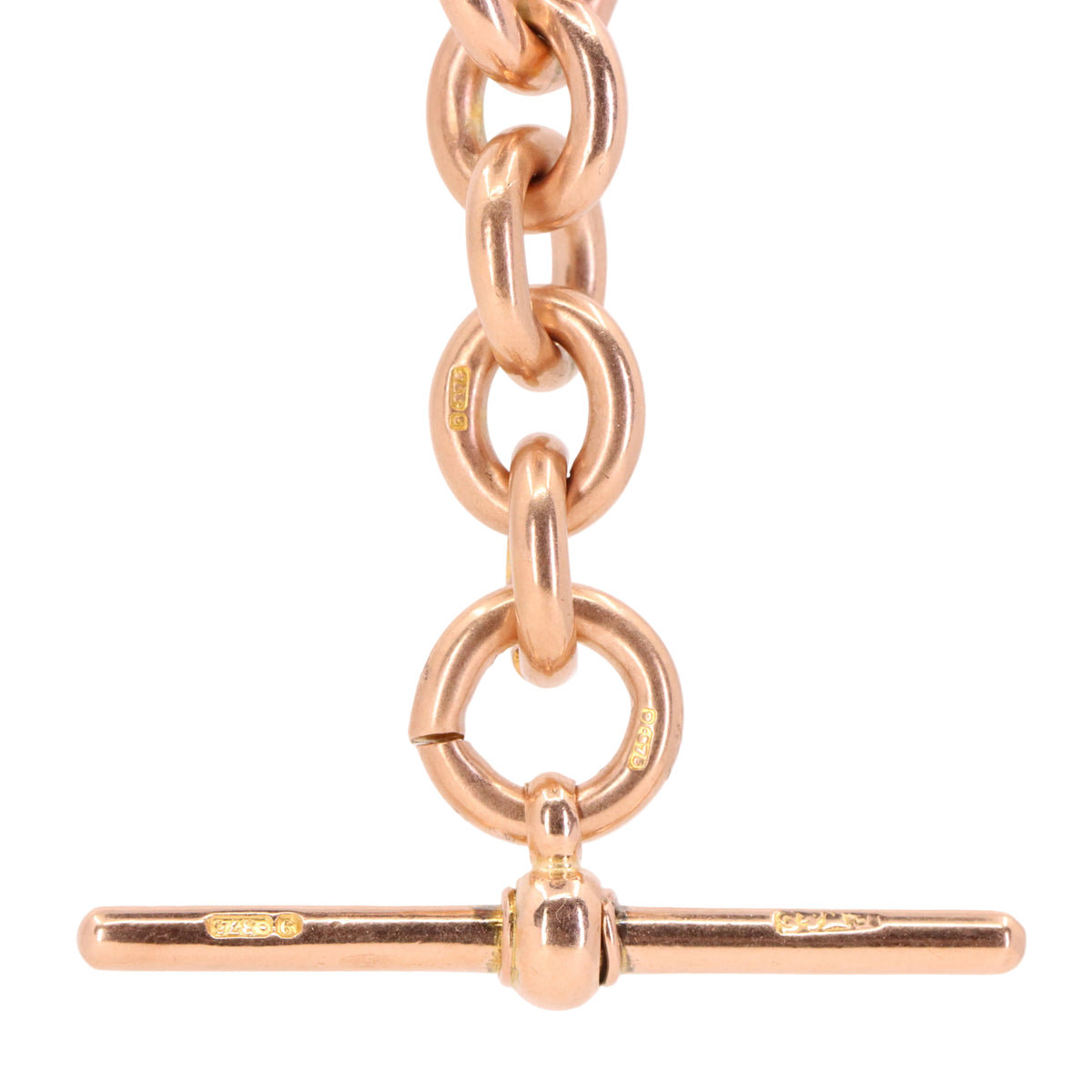 Antique 9ct Hallmarked Rose Gold 4.5 Inch Albert Chain Extension T Bar Dog Clip