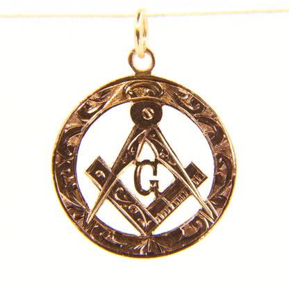 Antique 9ct Masonic Pendant Hallmarked 1912 Chester Yellow Gold Mason Fob Freemason Charm