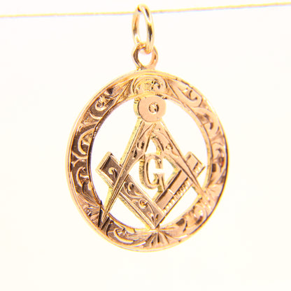 Antique 9ct Masonic Pendant Hallmarked 1912 Chester Yellow Gold Mason Fob Freemason Charm