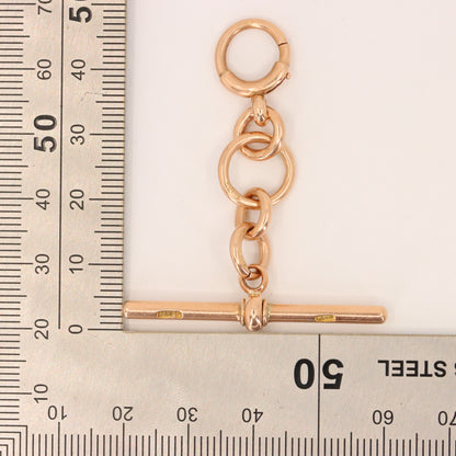 Antique 9ct Hallmarked Rose Gold 2 Inch Albert Chain Extension T Bar Watch Fob