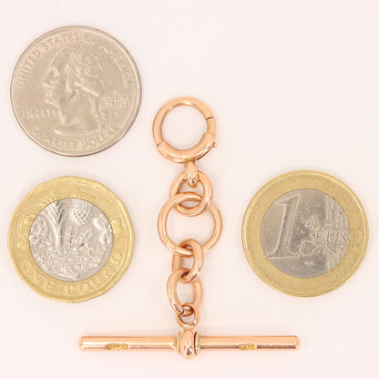 Antique 9ct Hallmarked Rose Gold 2 Inch Albert Chain Extension T Bar Watch Fob