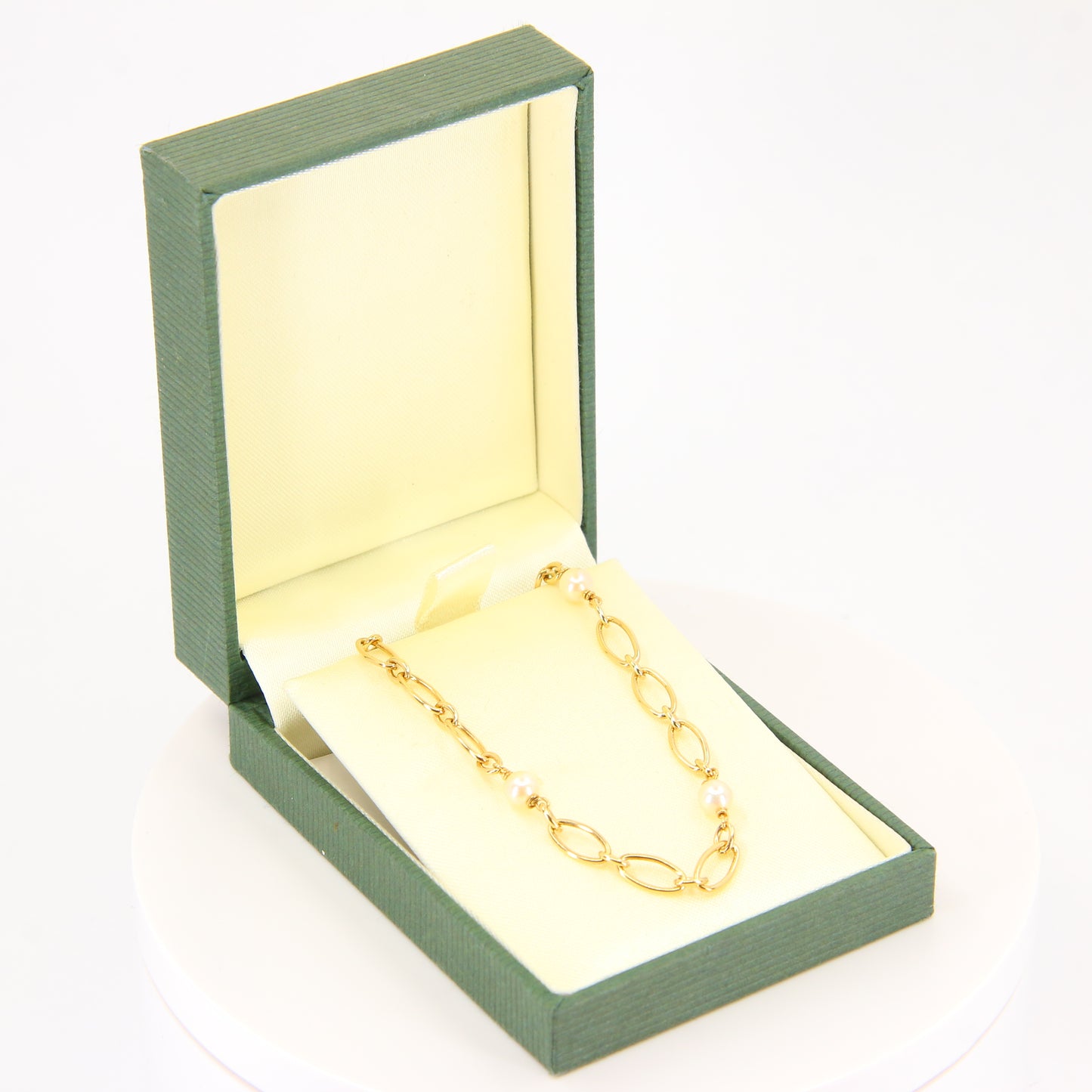 Vintage 9ct Pearl Necklace Yellow Gold Figaro Pearl Chain Necklace Hallmarked