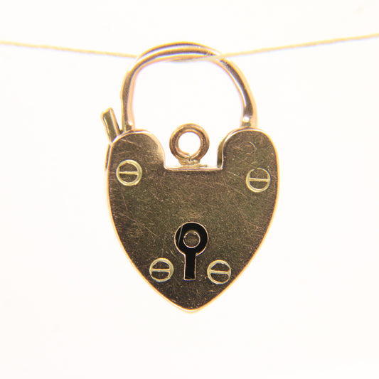 Vintage 9ct Heart Lock Gold Charm Padlock Closer Pendant Hallmarked