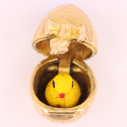 Vintage 9ct Hallmarked Yellow Gold Enamel Chick Opening Egg Charm Pendant Gift