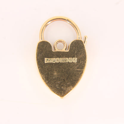 Vintage 9ct Engraved Heart Lock Gold Charm Padlock Closer Pendant Hallmarked Gift