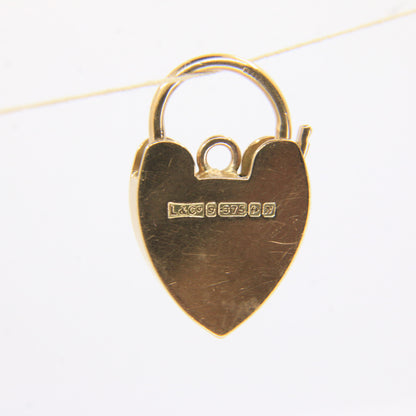 Vintage 9ct Engraved Heart Lock Gold Charm Padlock Closer Pendant Hallmarked Gift