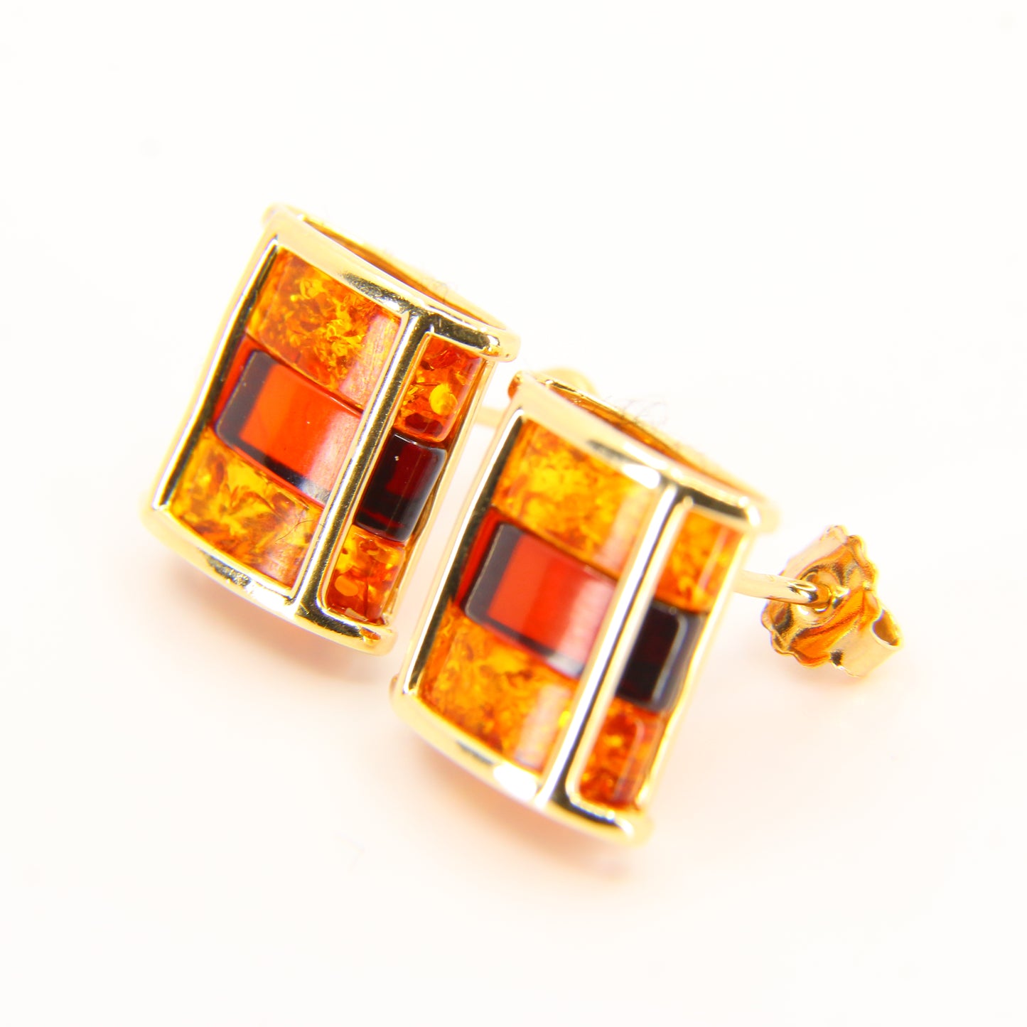 Vintage 14 Carat Amber Gold Pendant Earring Set 14k Polish Amber Jewellery Set