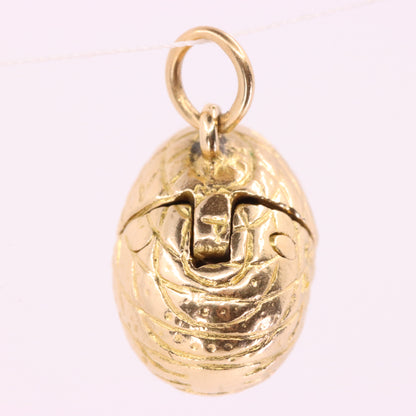 Vintage 9ct Hallmarked Yellow Gold Enamel Chick Opening Egg Charm Pendant Gift