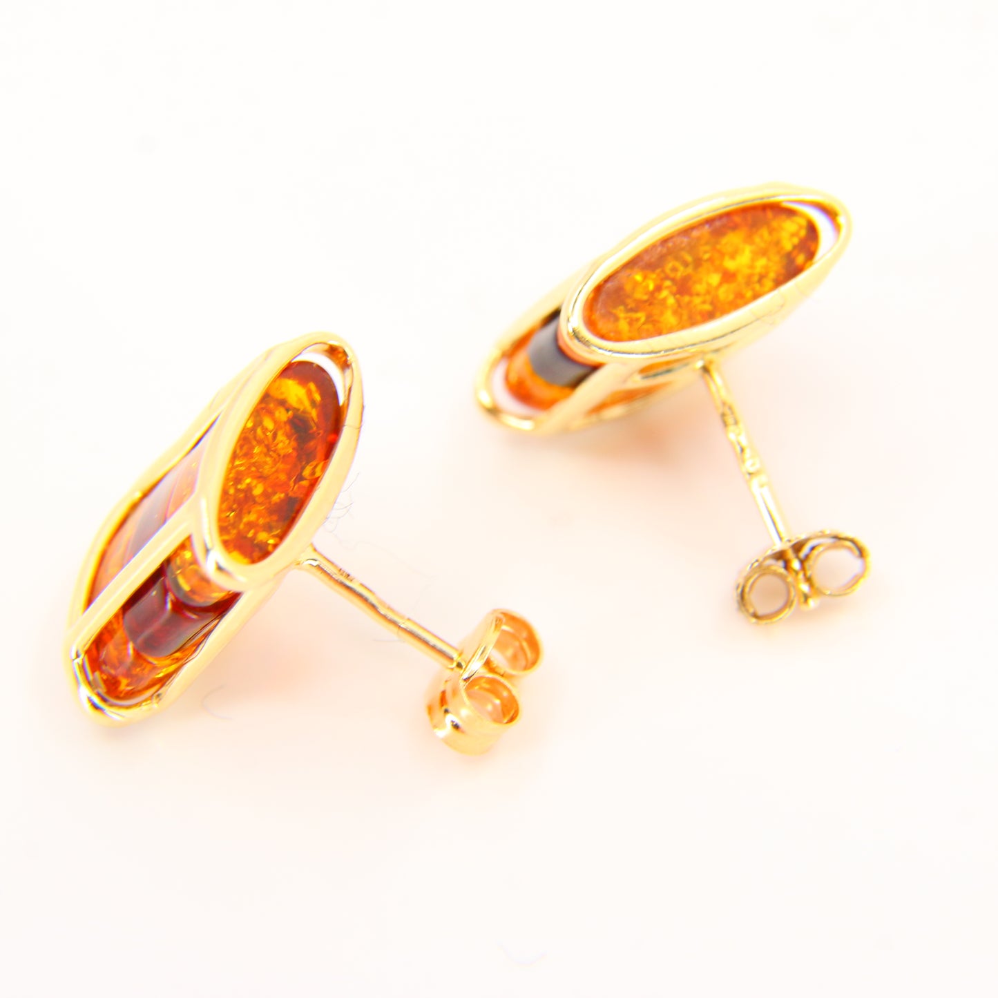 Vintage 14 Carat Amber Gold Pendant Earring Set 14k Polish Amber Jewellery Set