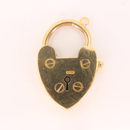 Vintage 9ct Heart Lock Gold Charm Padlock Closer Pendant Hallmarked Gifts Crafts
