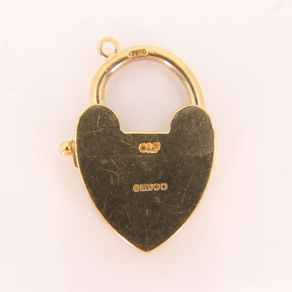 Vintage 9ct Heart Lock Gold Charm Padlock Closer Pendant Hallmarked Gifts Crafts