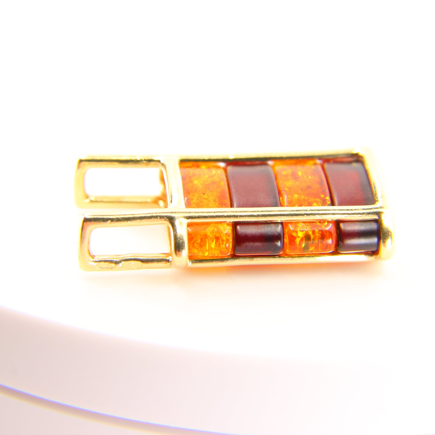 Vintage 14 Carat Amber Gold Pendant Earring Set 14k Polish Amber Jewellery Set