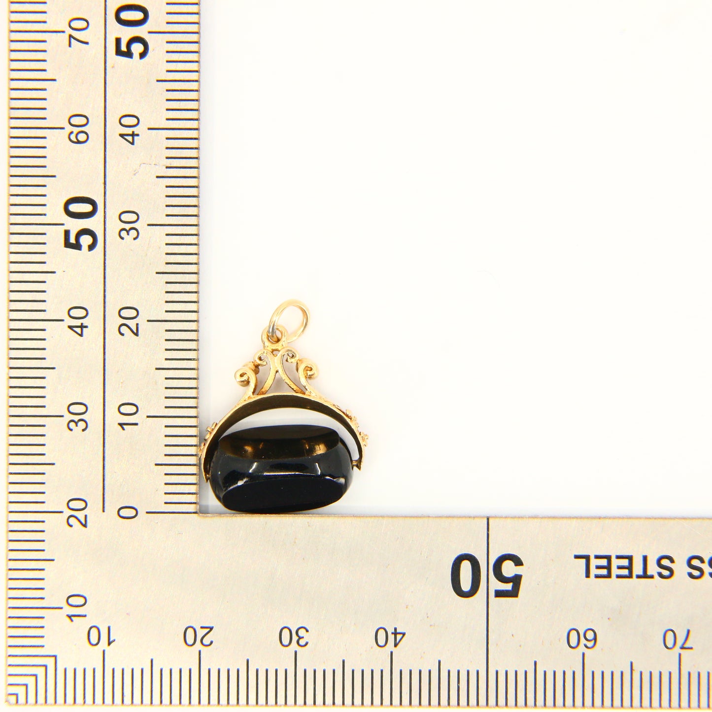 Vintage 9ct Gold Onyx Stone Spinner Charm Pendant Hallmarked Yellow Gold Gift