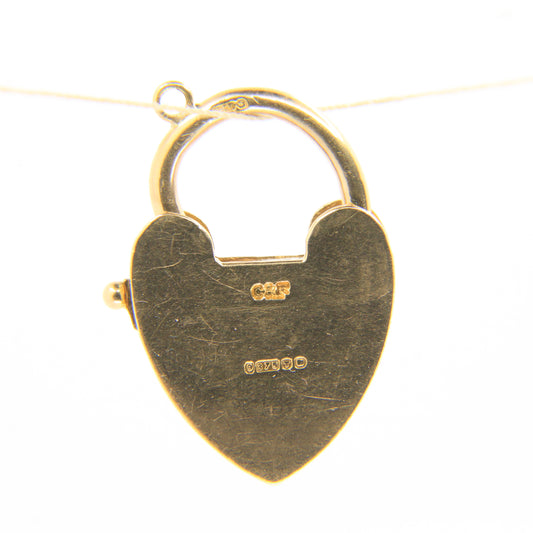 Vintage 9ct Heart Lock Gold Charm Padlock Closer Pendant Hallmarked Gifts Crafts