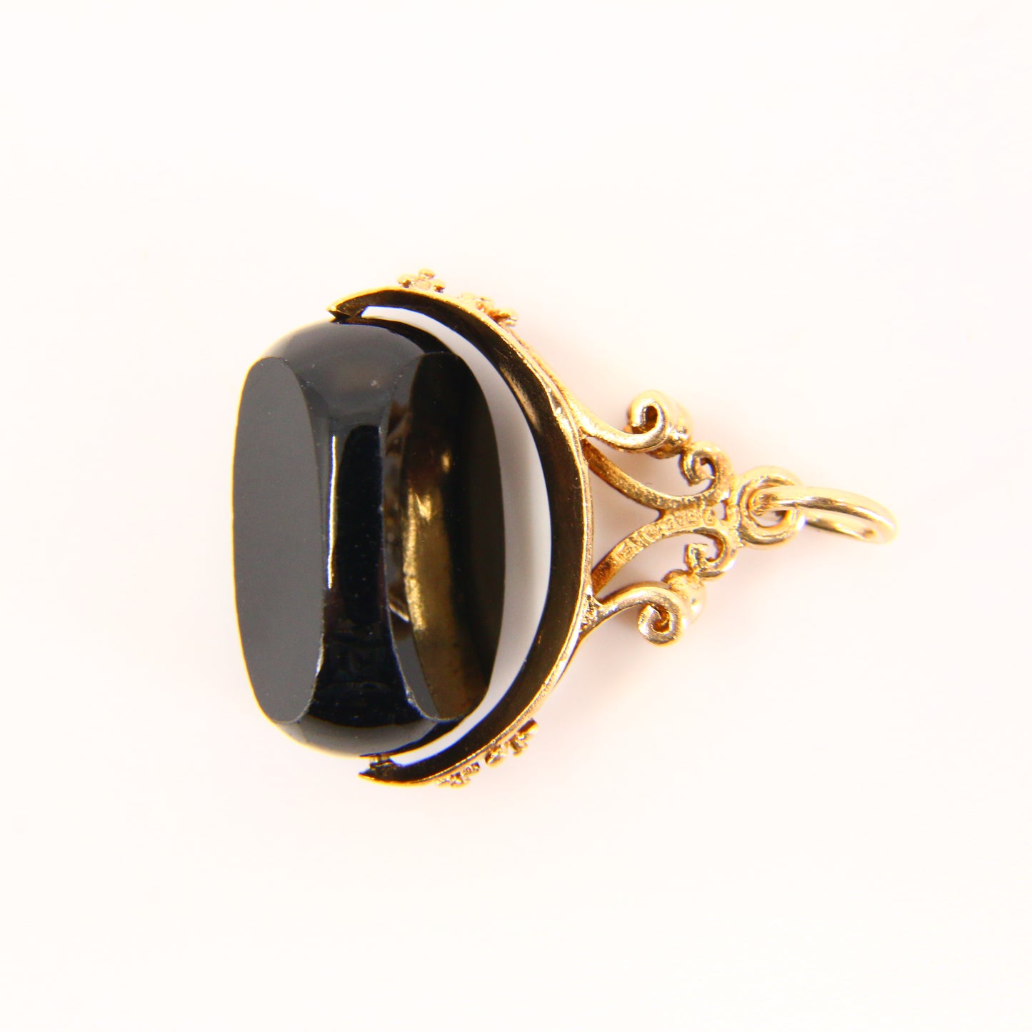 Vintage 9ct Gold Onyx Stone Spinner Charm Pendant Hallmarked Yellow Gold Gift