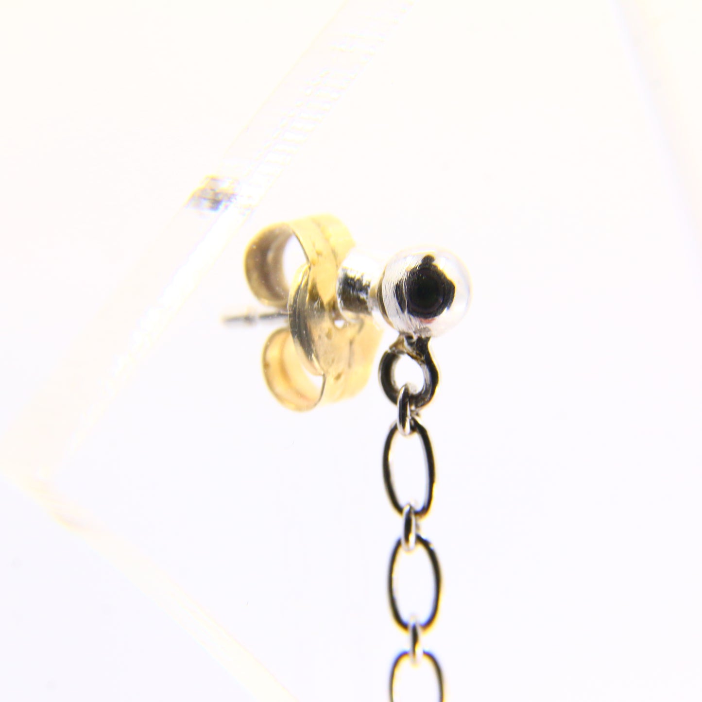 Vintage 18K Black Pearl Drop Earrings Dangle White Gold & Yellow Gold Clips
