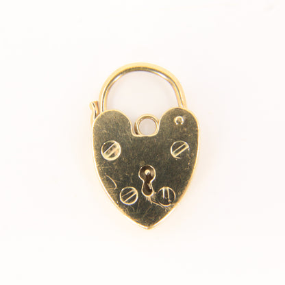 Vintage 9ct Heart Lock Gold Charm Padlock Closer Pendant Hallmarked Gifts Crafts