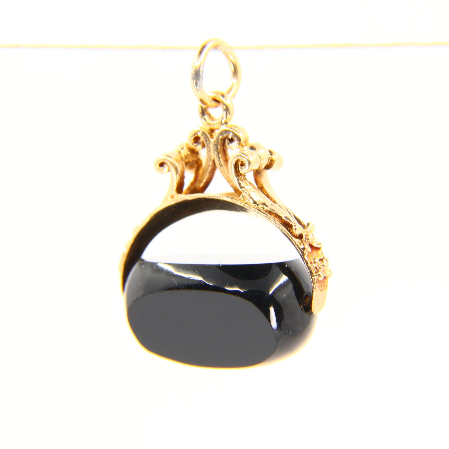 Vintage 9ct Gold Onyx Stone Spinner Charm Pendant Hallmarked Yellow Gold Gift