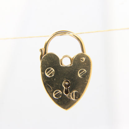 Vintage 9ct Heart Lock Gold Charm Padlock Closer Pendant Hallmarked Gifts Crafts