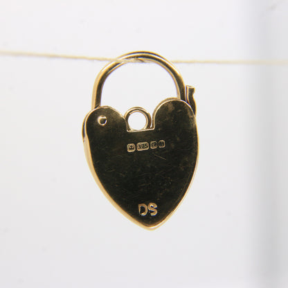 Vintage 9ct Heart Lock Gold Charm Padlock Closer Pendant Hallmarked Gifts Crafts