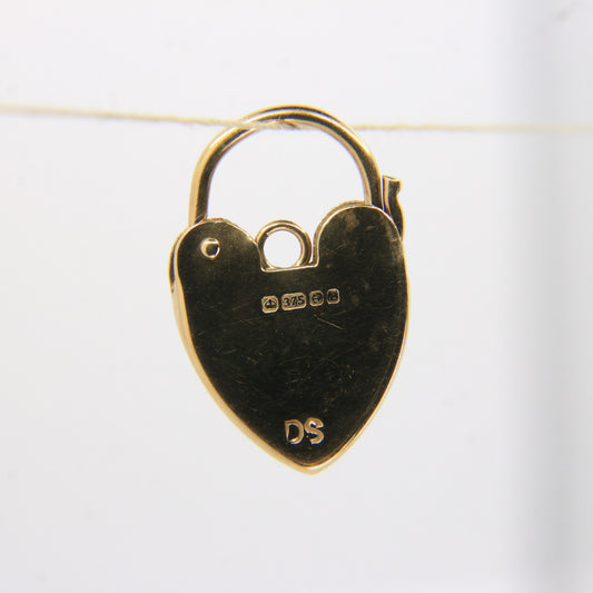 Vintage 9ct Heart Lock Gold Charm Padlock Closer Pendant Hallmarked Gifts Crafts
