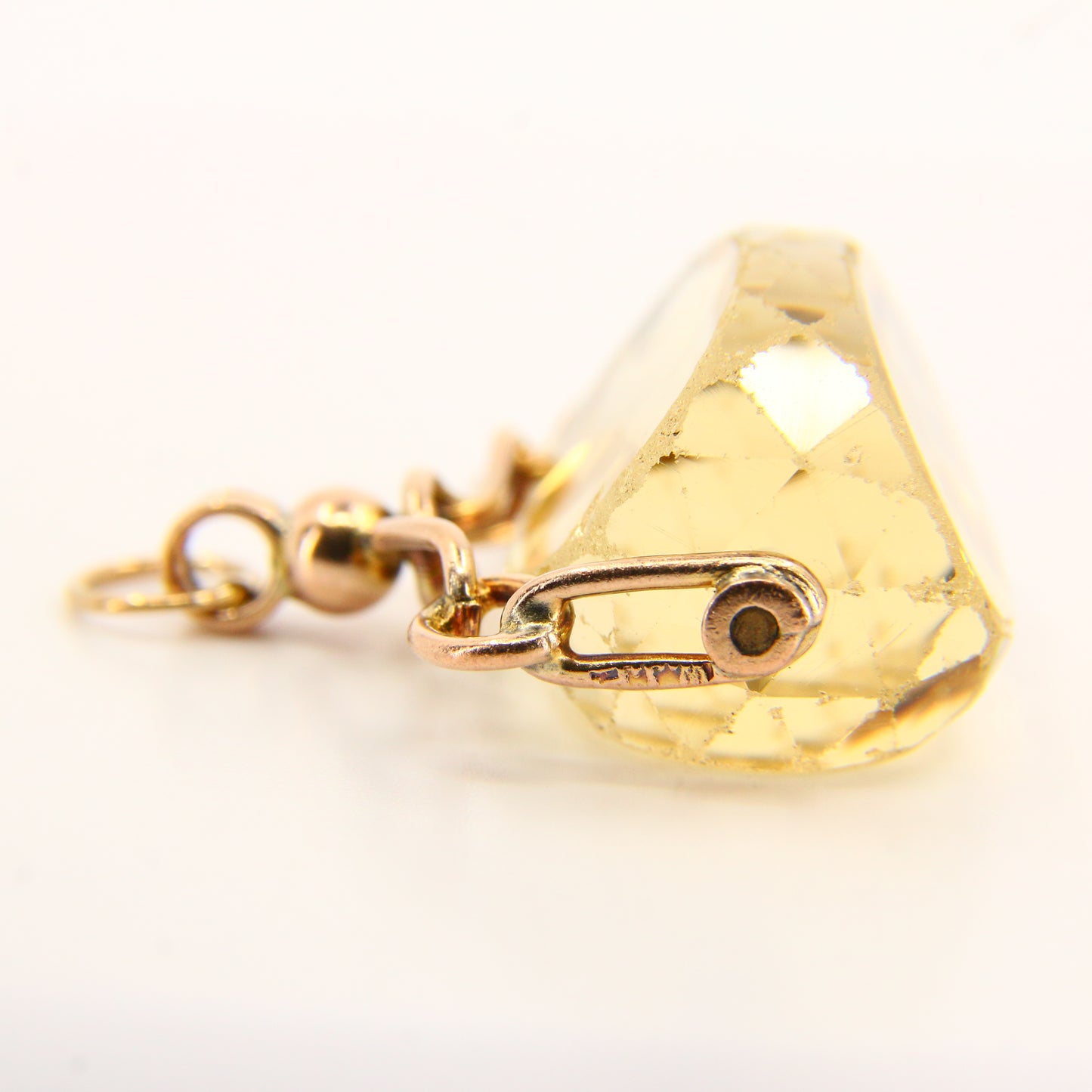 Antique 9ct Citrine Spinner Pendant Drop Fob 1905 Hallmarked Yellow Gold Charm Gift