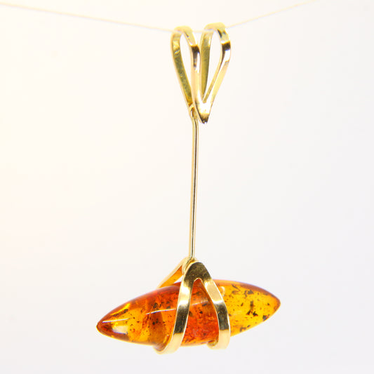 14 carat amber gold suspension pendant swinging pendant charm 14k polish amber